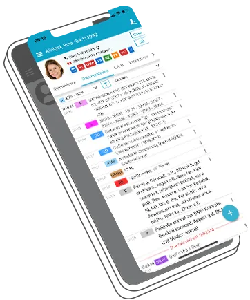 Smartphone mit Screen der App medatixx mobile