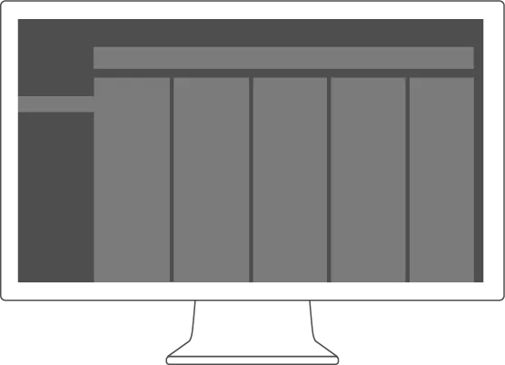 Abbildung eines Monitors mit grauem Bildschirm