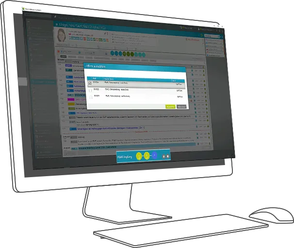 Screenshot zur Ablaufsteuerung | Praxissoftware medatixx Monitor mit Abbildung Ablaufsteuerung Software medatixx