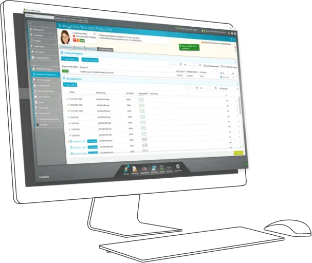 Screenshot zur Therapieverwaltung | Praxissoftware psyx Monitor mit Abbildung aus Software psyx zur Therapieverwaltung